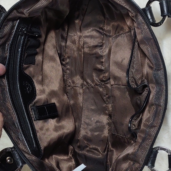 MC Marc Chantal Woven Rattan/Croc Embossed Leather Shoulder Bag - Picture 8 of 12